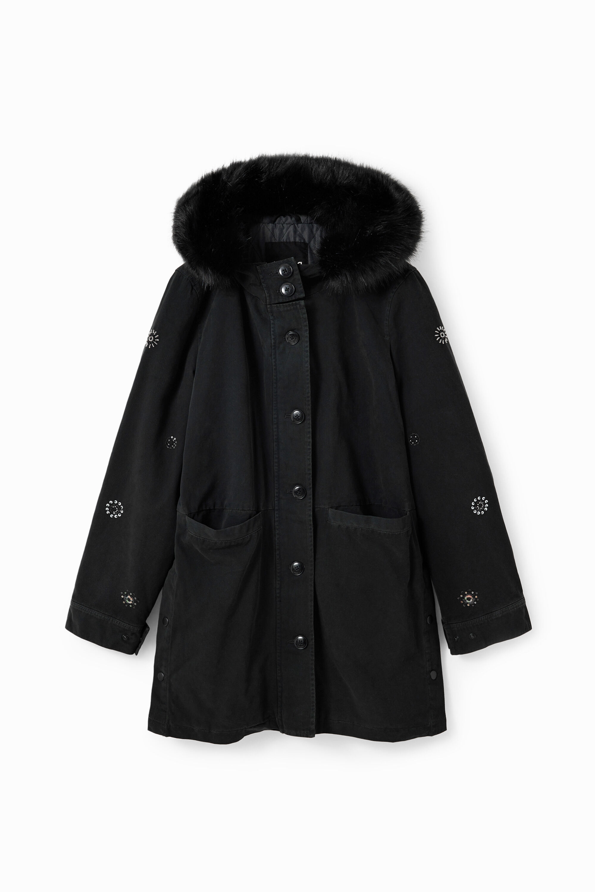 Parka capuche broderies