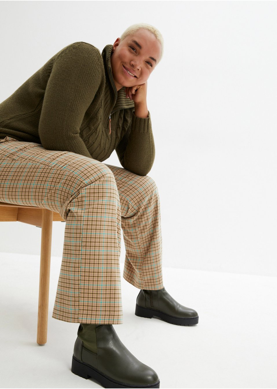 Pantalon taille haute, long