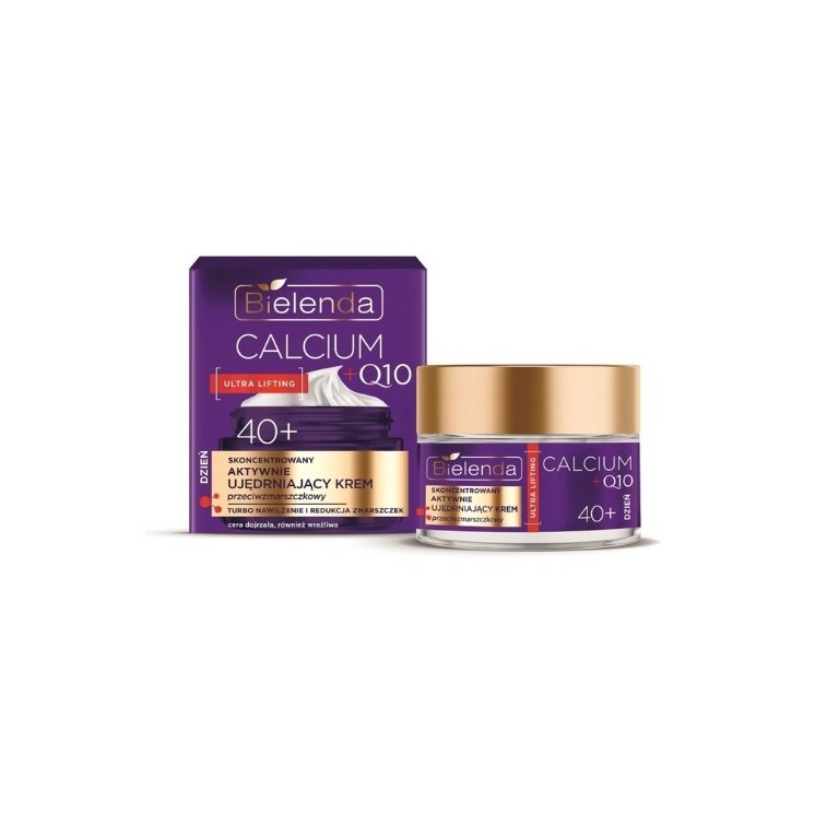 Bielenda CALCIUM + Q10 konzentrierte, aktiv straffende Anti-Falten-Gesichtscreme 40+ für den Tag 50 ml