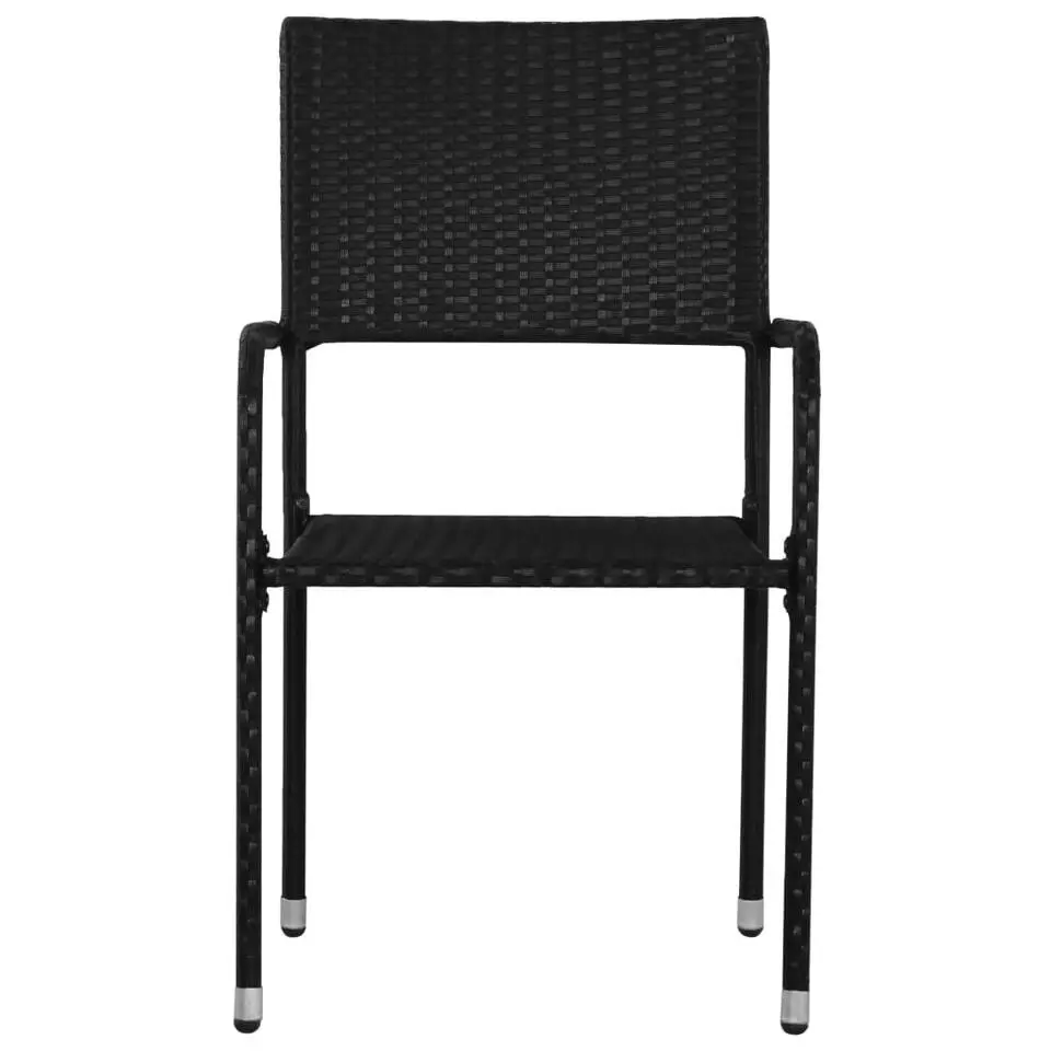 vidaXL - Tuinstoelen - Stapelbaar - Zwart - Poly rattan - 2 stuks