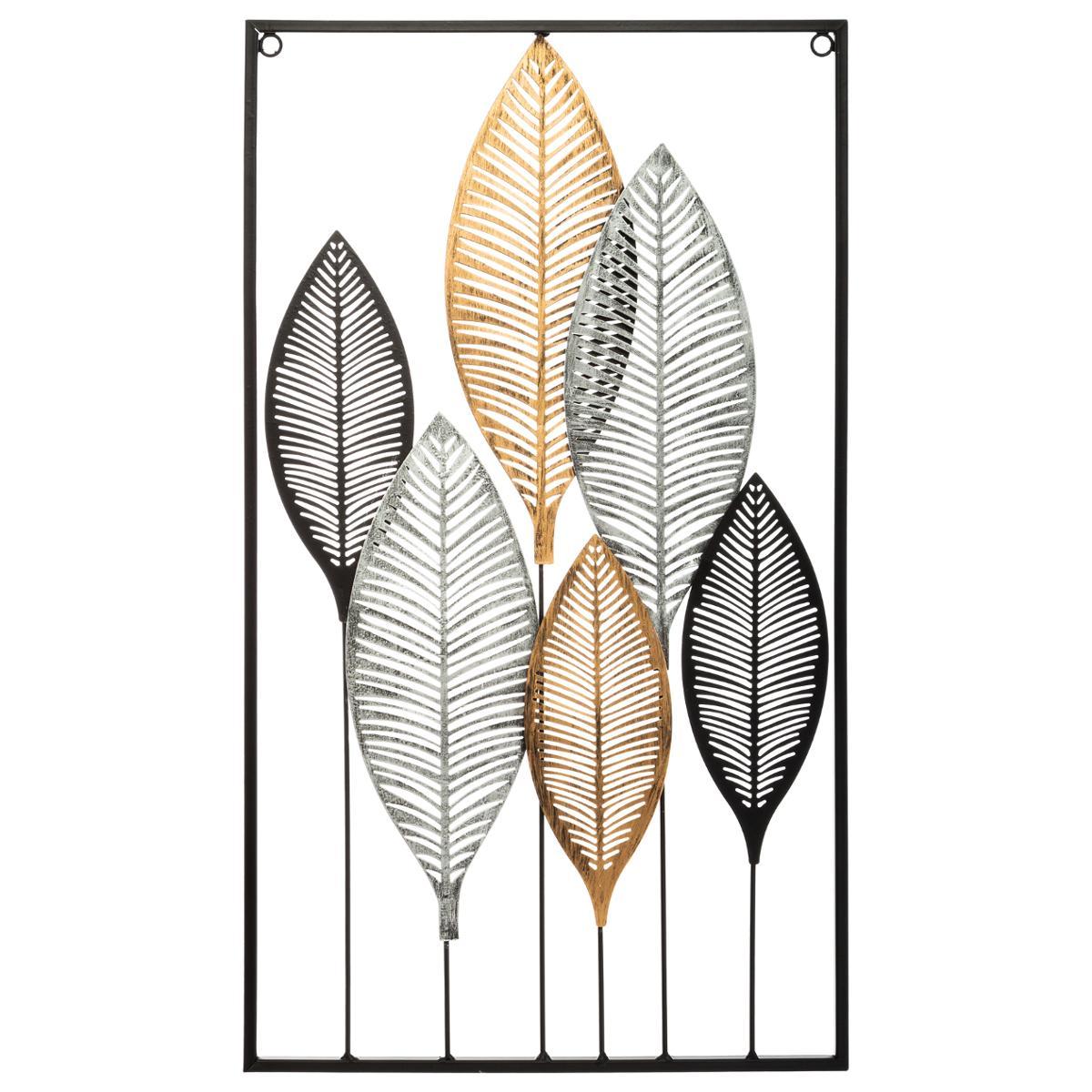 DECO MURALE METAL FEUILLES 37X65CM