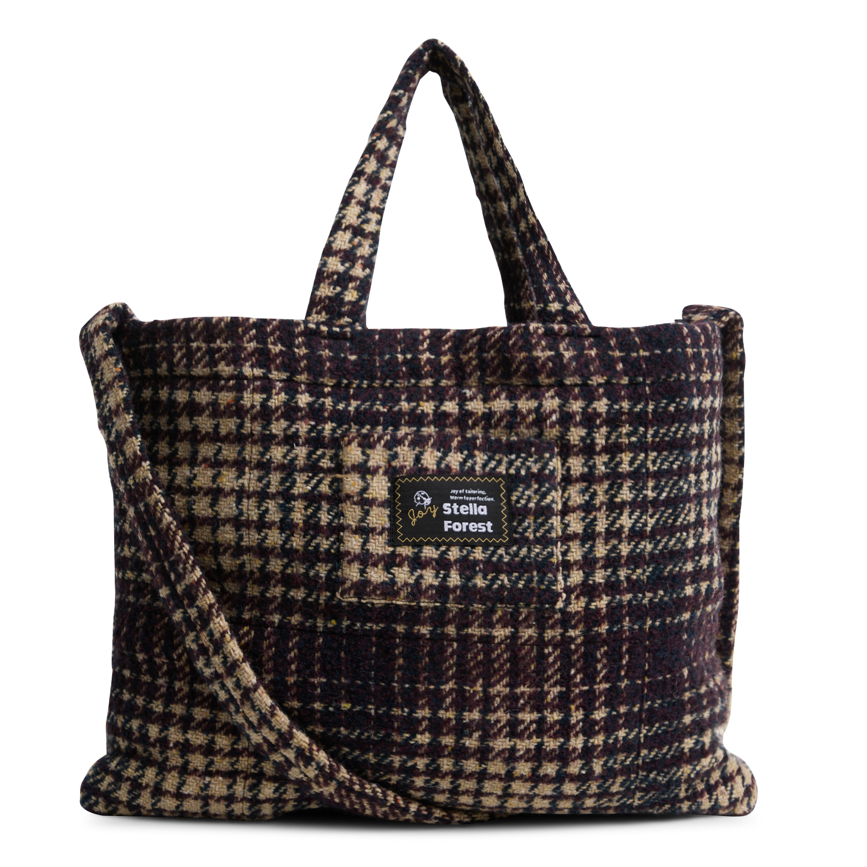 MILENA - Tote bag à carreaux en laine mélangée | Rouge