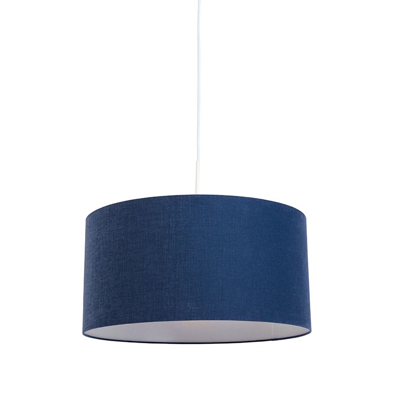 Moderne hanglamp wit met antiek blauwe kap 50 cm - Combi 1