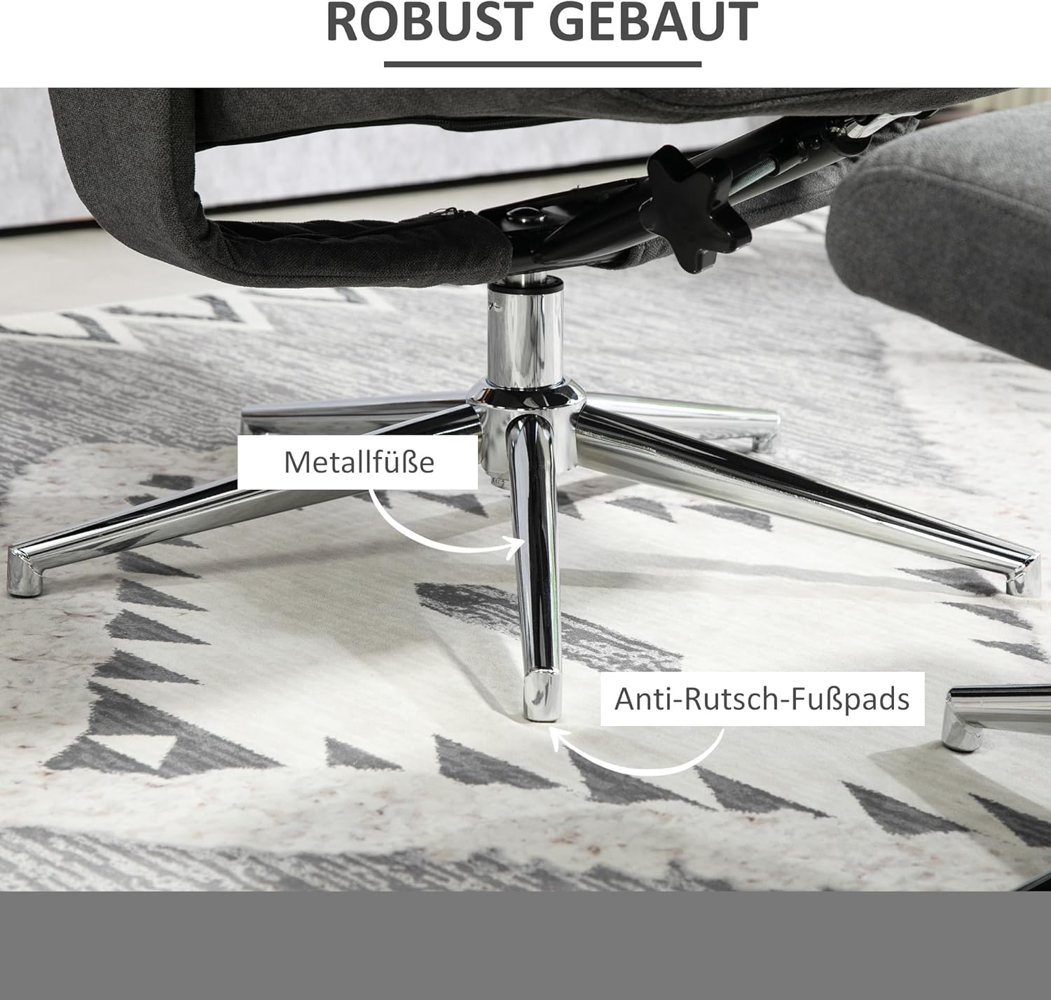 HOMCOM Relaxsessel mit Hocker, Fernsehsessel mit Liegefunktion Polstersessel für Wohnzimmer, Schlafzimmer, Samt, Dunkelgrau
