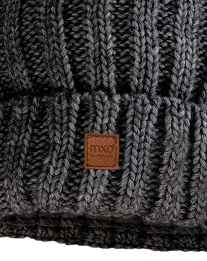 Strickmütze POMPON RIB in graumeliert