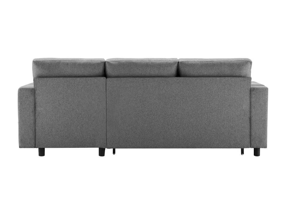 Canapé 3 places convertible en tissu lin - avec rangement et poches latérales - Gris