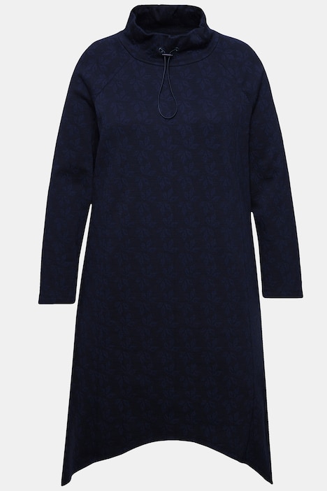 Sweatkleid, Blätter, Stehkragen, Langarm, Biobaumwolle