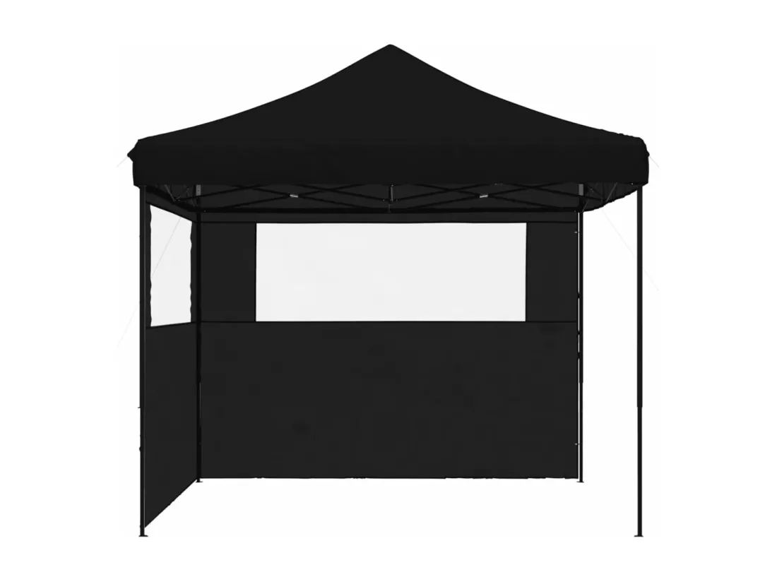 Tente de réception pliable escamotable 2 parois latérales noir