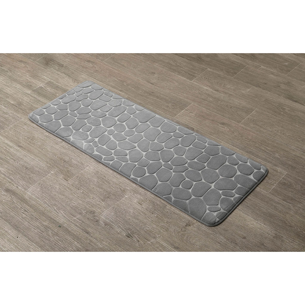 Tapis de bain galets à mémoire de forme gris clair 45x120cm