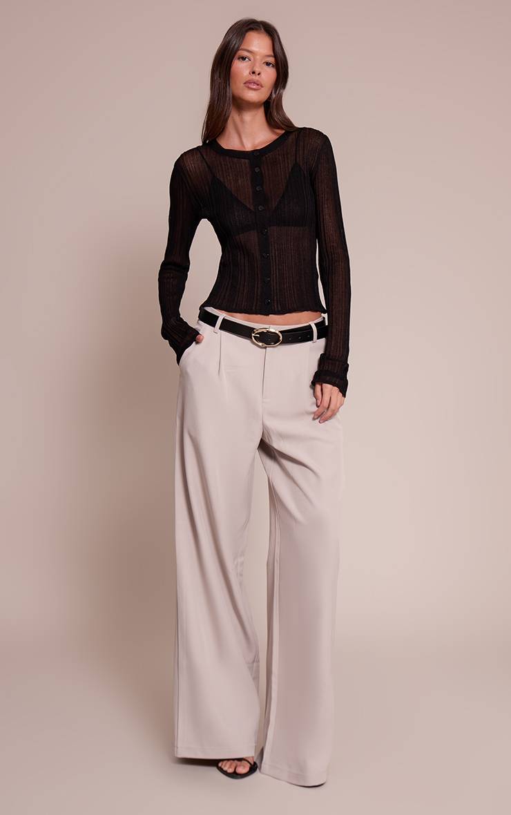 Gris Galet Pantalon Large Tissé À Double Pli