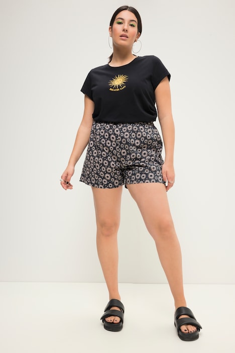 Shorts, Wide Legs, HighWaist, Sun-Print, Elastikbund
