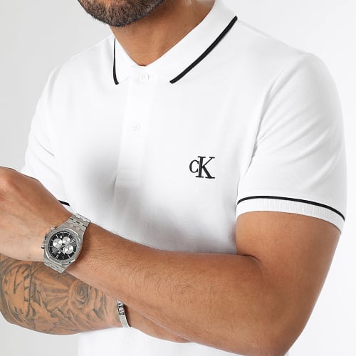 Polo Manches Courtes Slim Tipping 5603 Blanc
