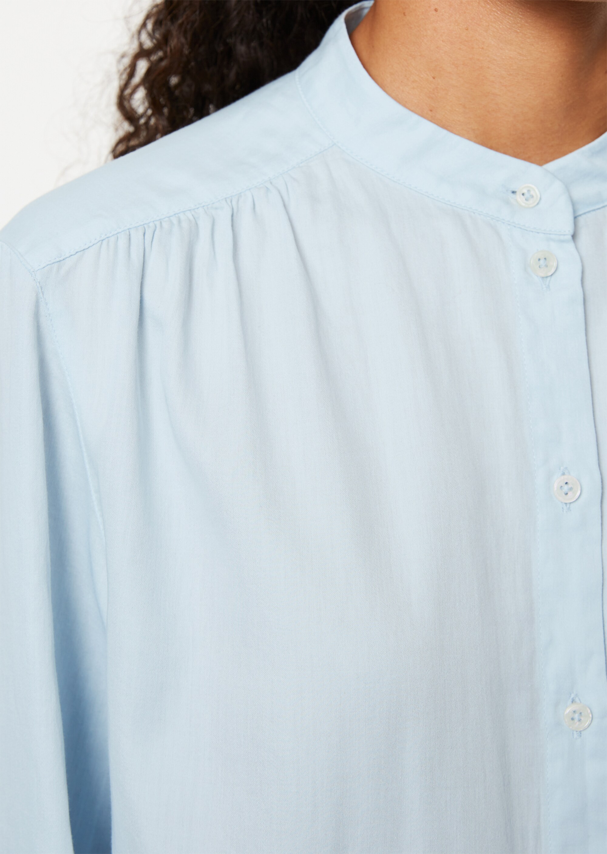 Stehkragenbluse relaxedaus softem Baumwoll-Satin