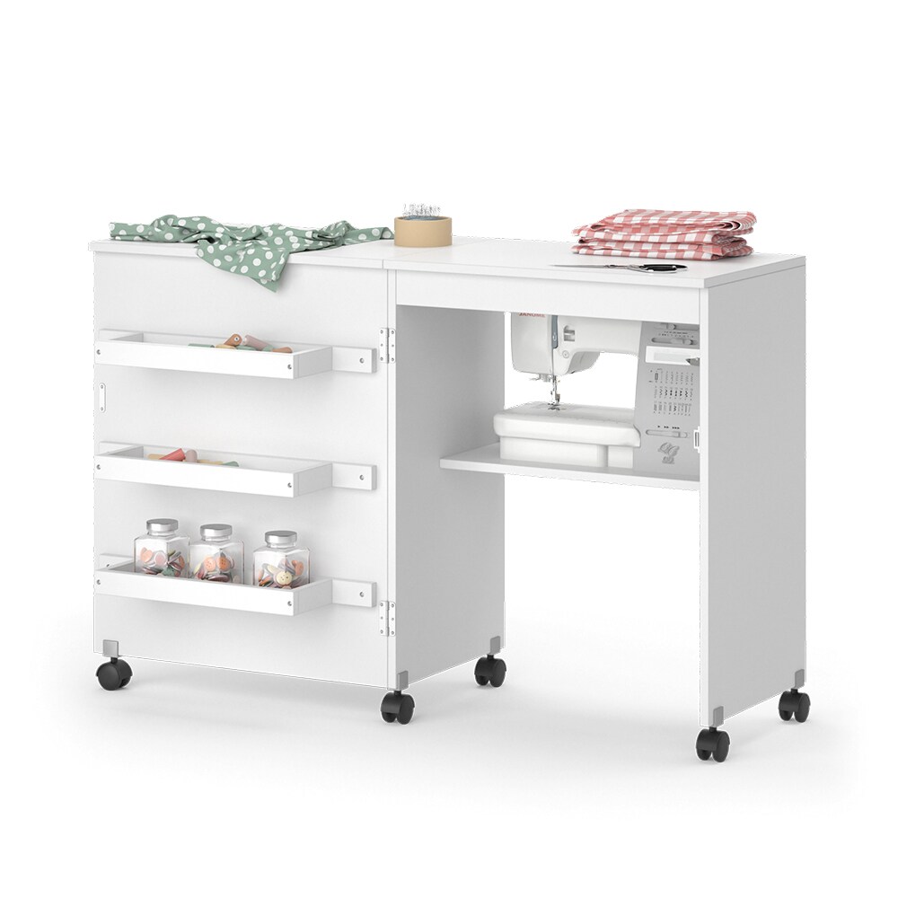 Vicco Nähtisch Carmen Weiß 118 x 79 cm 3 Regale