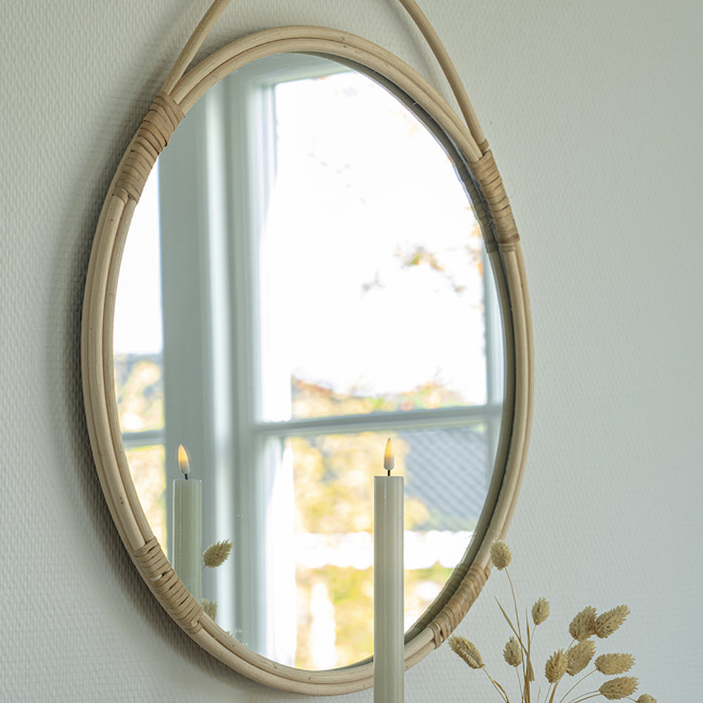 Artichok Lux Ronde Rotan Wandspiegel Ã 50 cm - Naturel