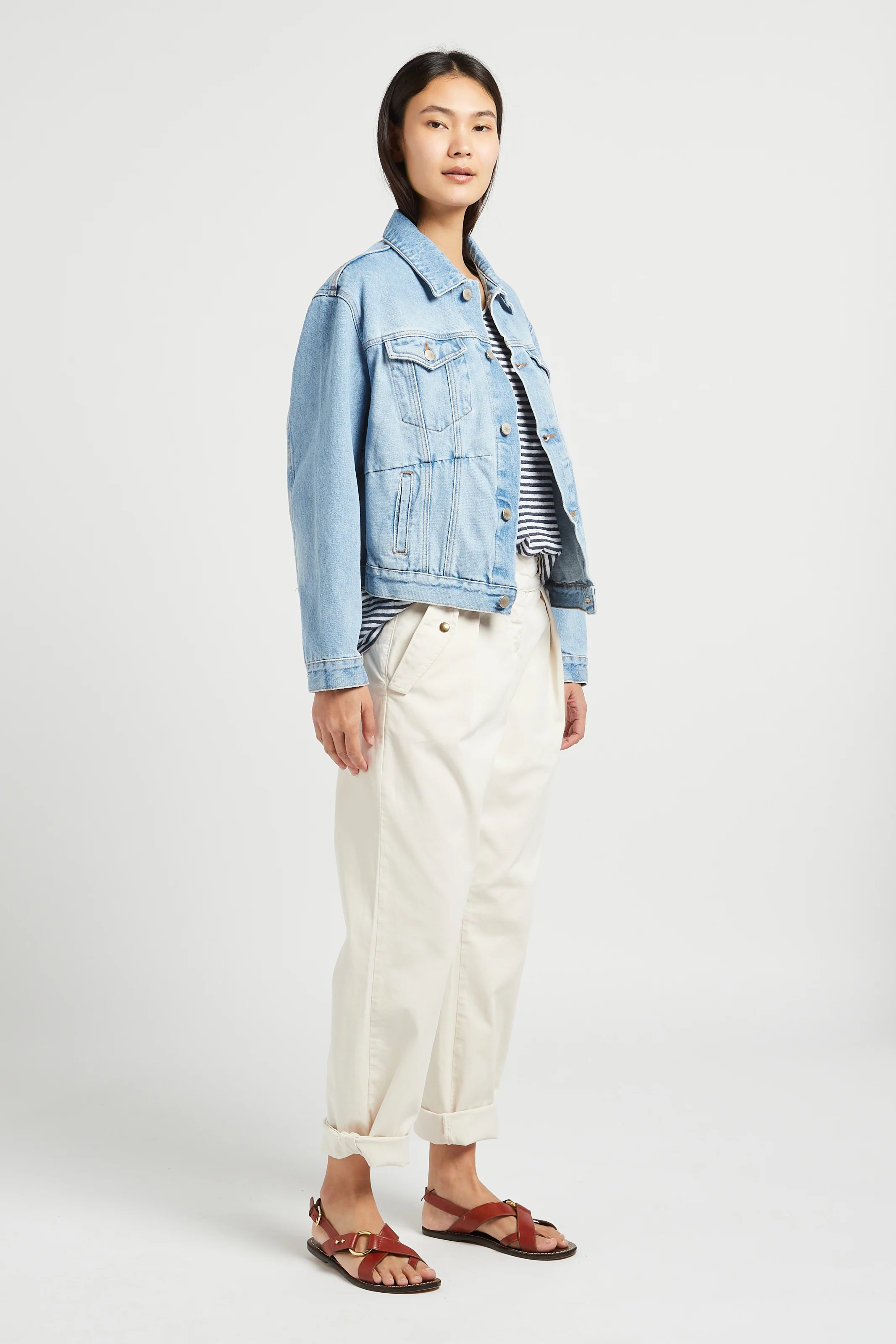 TERENCE - Veste ample col classique en jean | Bleu