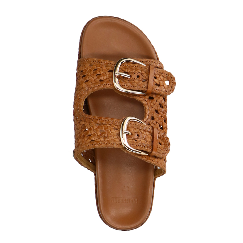 Cognac leren slippers
