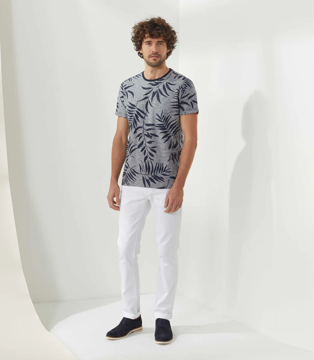 T-shirt col rond imprimé marine 