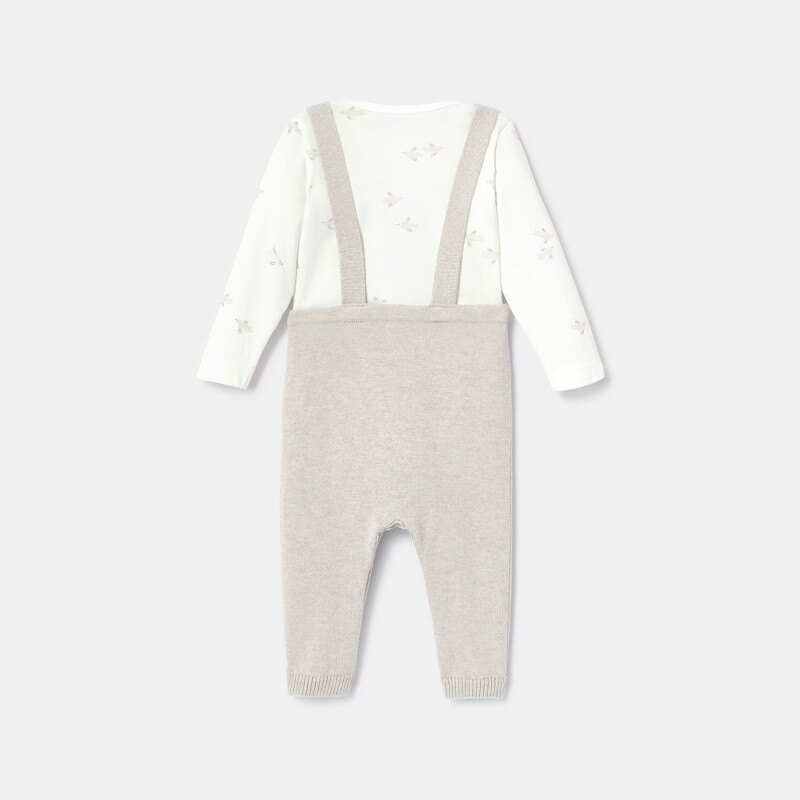 Ensemble salopette et t-shirt beige naissance Absorba Beige