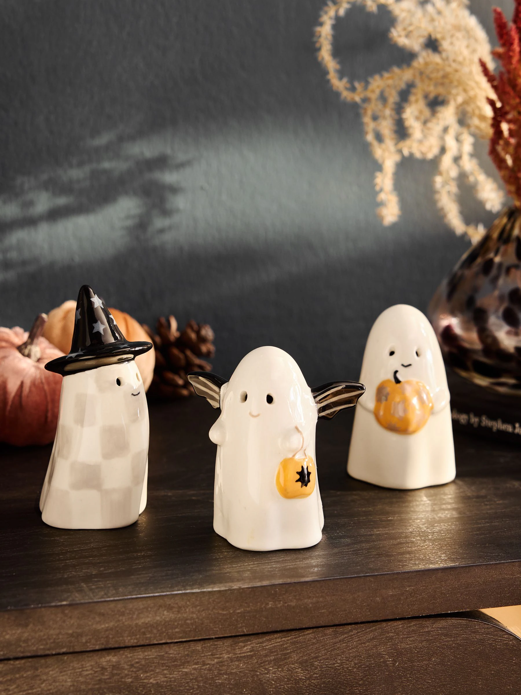3 Pack Happy Halloween keramische Ghost Ornamenten