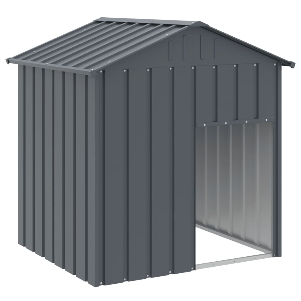 Canil vidaXL com cobertura, aço galvanizado, cinza, 117x103x123cm