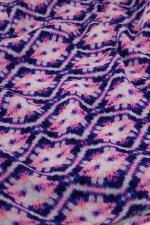 Blauwe blouse met roze print