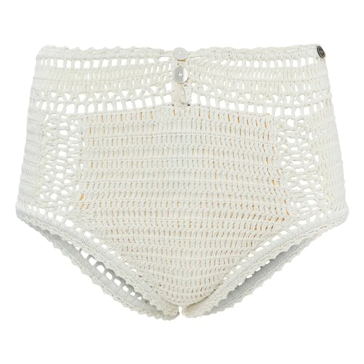 She Made Me Bas de Maillot Essential Taille Haute Crochet | Ivoire