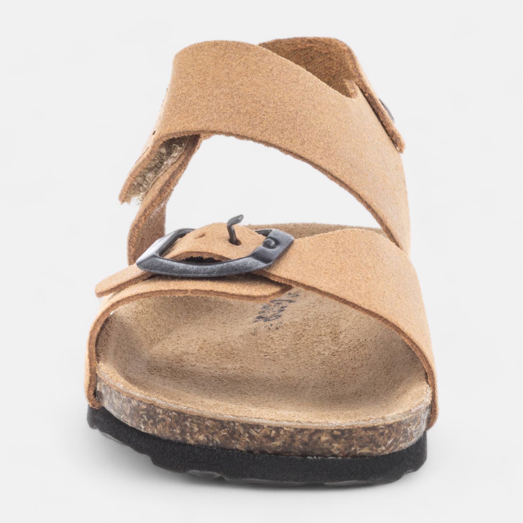 Mules semelle liège Garçon en cuir cognac