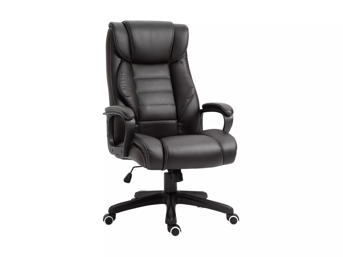Fauteuil de bureau direction massant grand confort hauteur réglable fonction dossier à bascule revêtement synthétique noir