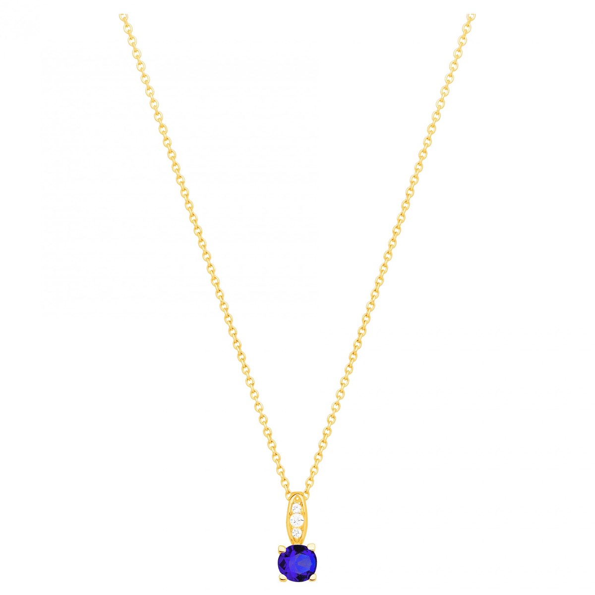 Collier en Plaqué Or avec spinelle bleu saphir