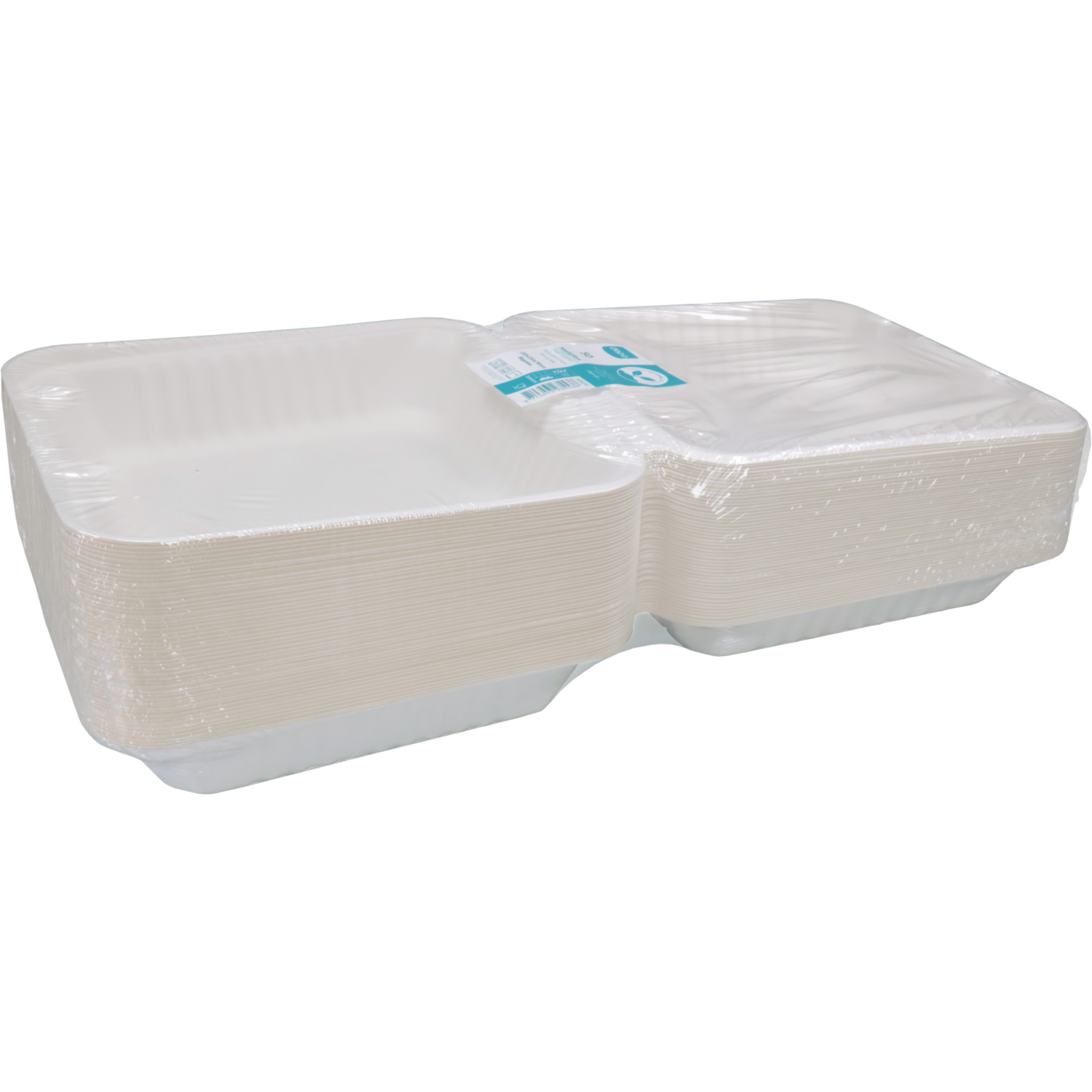 Depa Bak, Bagasse (suikerrietpulp), 1200ml, maaltijdbox, 23x23x7.8cm, wit