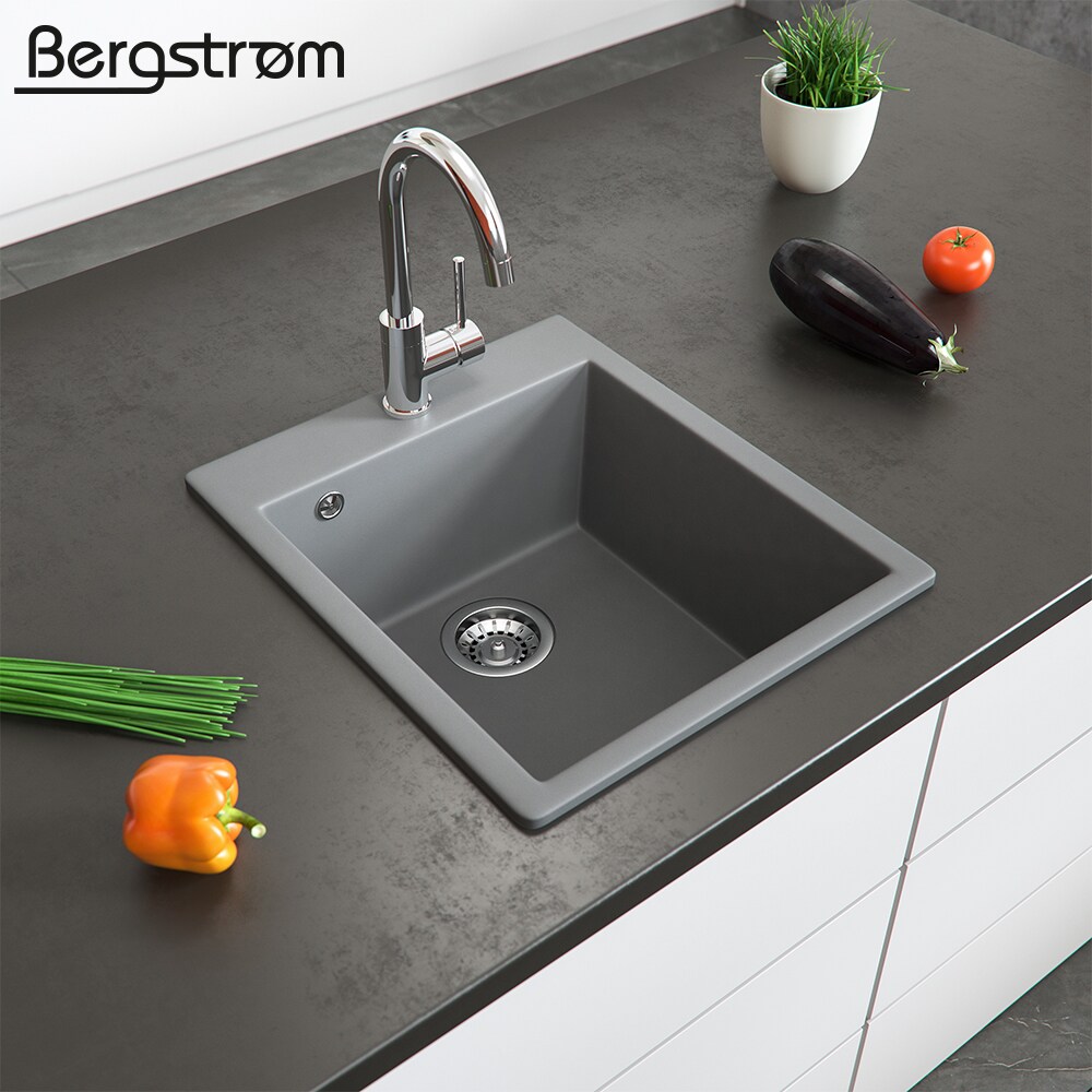 Bergström Granit Spüle Küchenspüle Einbauspüle Spülbecken 425x500mm Grau