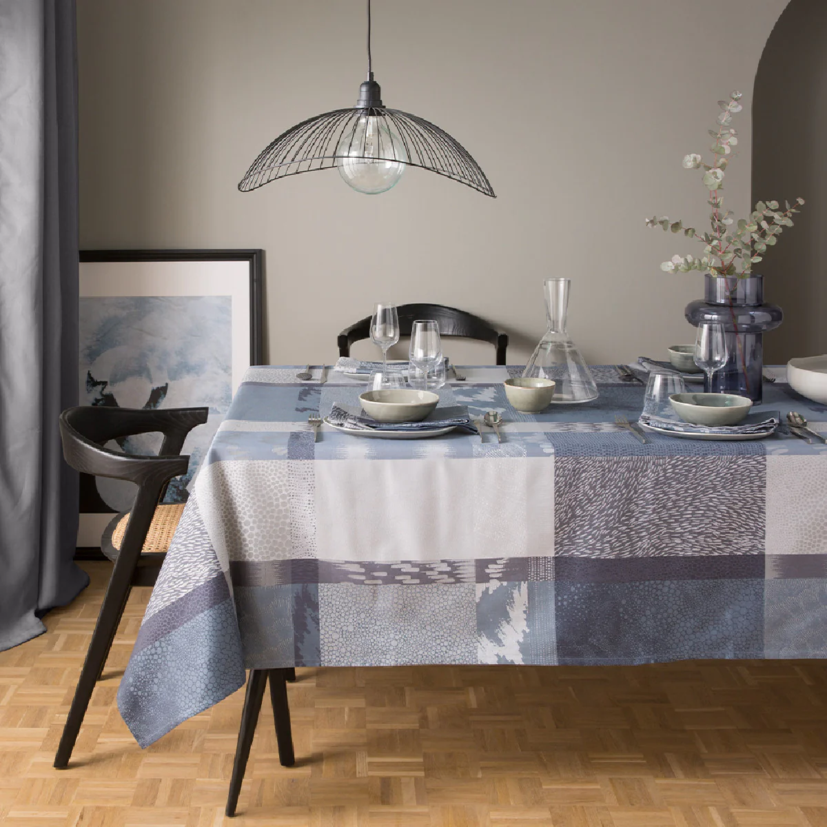Nappe pur coton gris 115x115 Garnier Thiebaut
