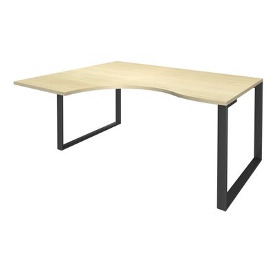 Bureau compact LOFTER - L160 cm - Retour à gauche - Plateau imitation Erable - pied Carbone - (pied de renfort obligatoire à rajouter - non inclus)