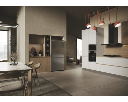 HAIER HCR3818ENMM Multi Door koel-vriescombinatie, BxHxD 83,3 x 181,5 x 65 cm, Koelvak 311 l, Vriesvak 156 l, roestvrij staal