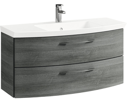 Cassca Sprint badkamermeubelset, BxD 101 x 46,2 cm, grafietfronten, 2-delige set met wastafel van mineraalmarmer