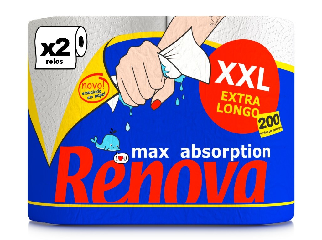 ROLO RENOVA COZINHA MÁXIMA ABSORÇÃO 2 UNIDADES EM EMBALAGEM DE PAPEL