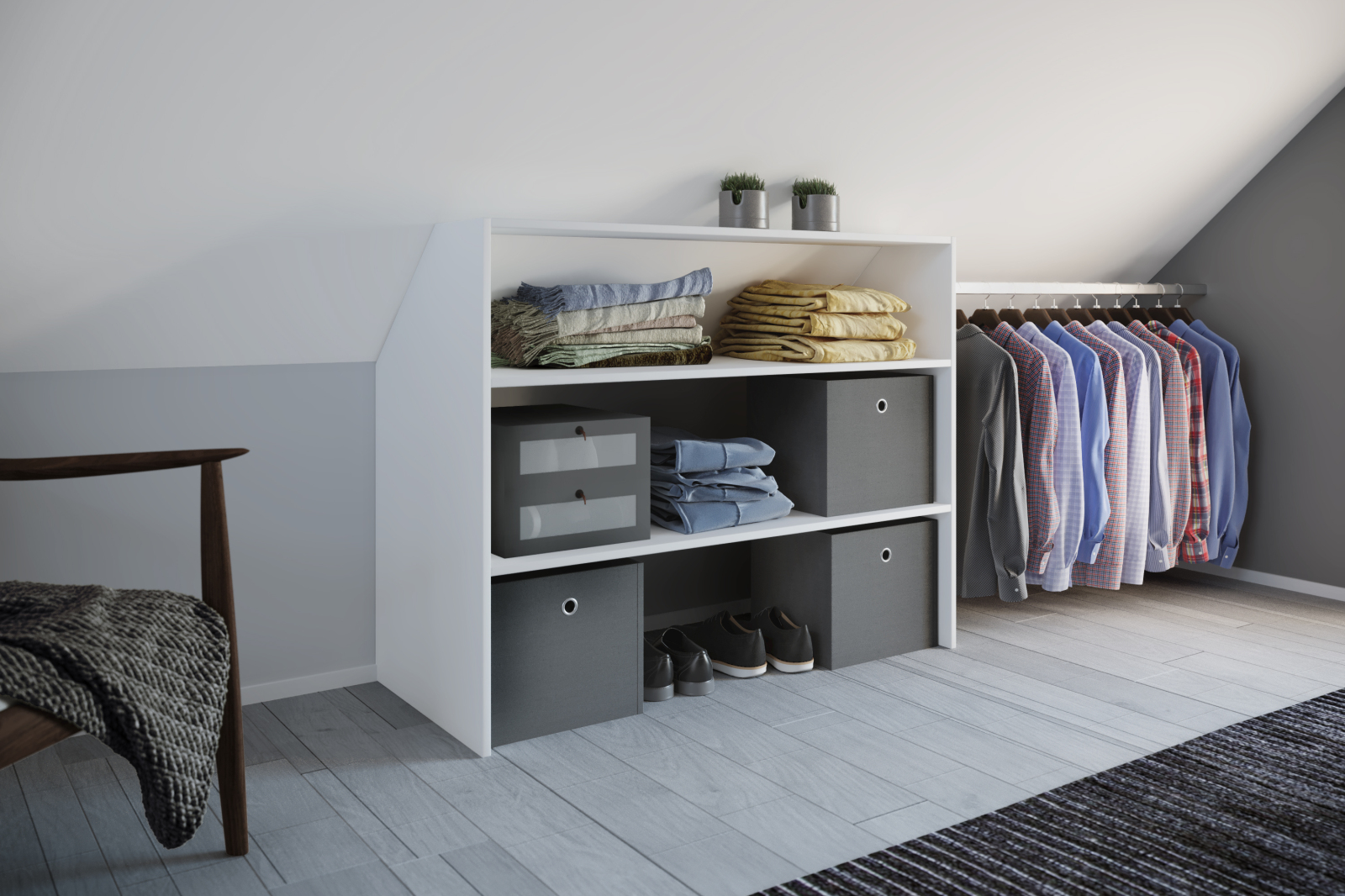 Dachschrägen-Regal DACHO - weiß - 90 cm breit