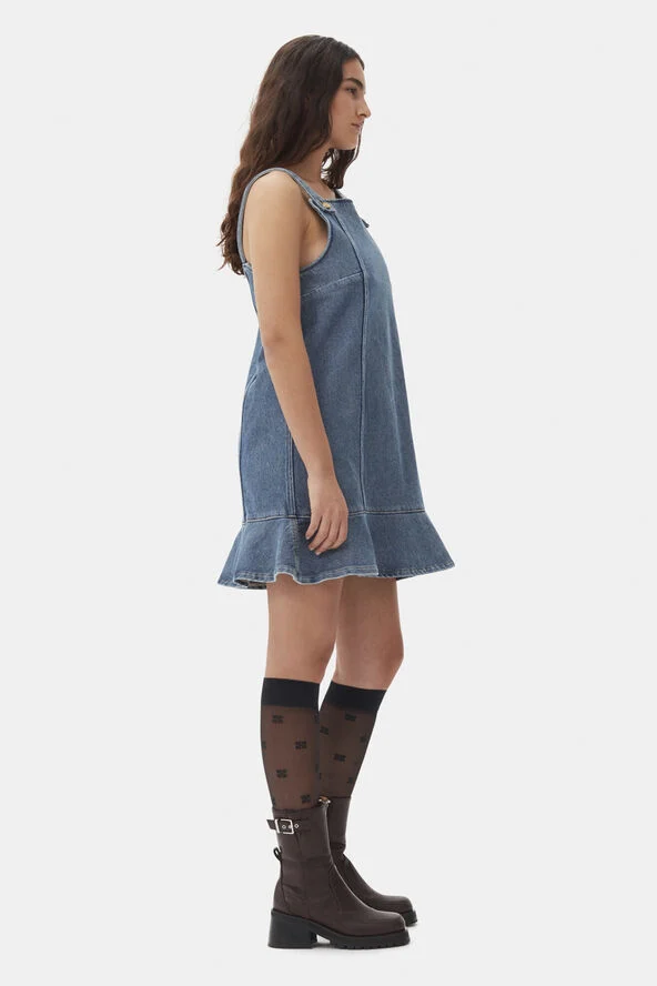 Ganni Heavy Denim Mini Dress Tint wash