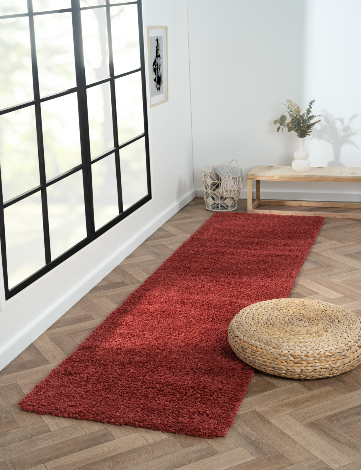 Teppich MY SHAGGY - weinrot - 80x300 cm