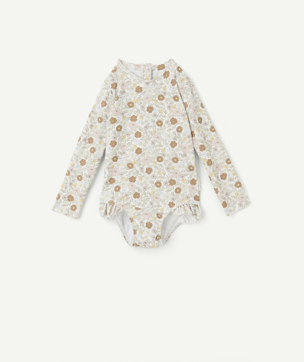 LITTLE DUTCHmaillot de bain 1 pièce bébé fille kaki imprimé à fleurs et volants