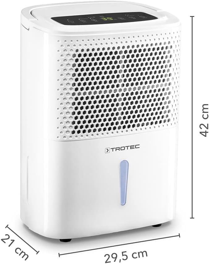 TROTEC Raumentfeuchter elektrisch TTK 26 E – Leistung 10 L/Tag – Fläche 15 m² / 37 m³ – Entfeuchtungsgerät mit Autoabschaltung