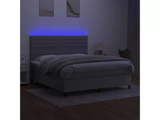 Sommier tapissier et matelas et LED Gris clair 180x200 cm Tissu