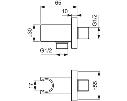 Wandbeugel met slangaansluiting Ideal Standard Idealrain Atelier 1/2