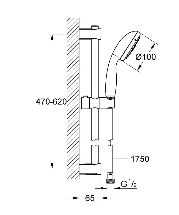 Ensemble de douche chromé Vitalio Start 100 Grohe