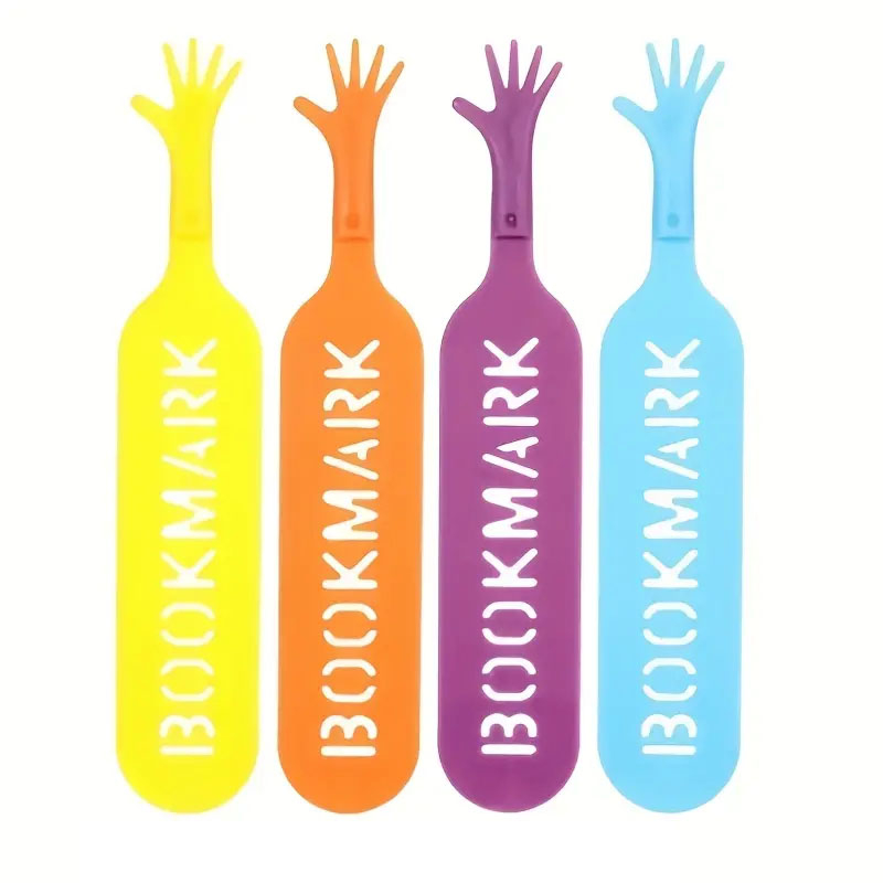 (4er Set) Kunststoff Buch Lesezeichen Hand Seiten Markierungen - Assortiert