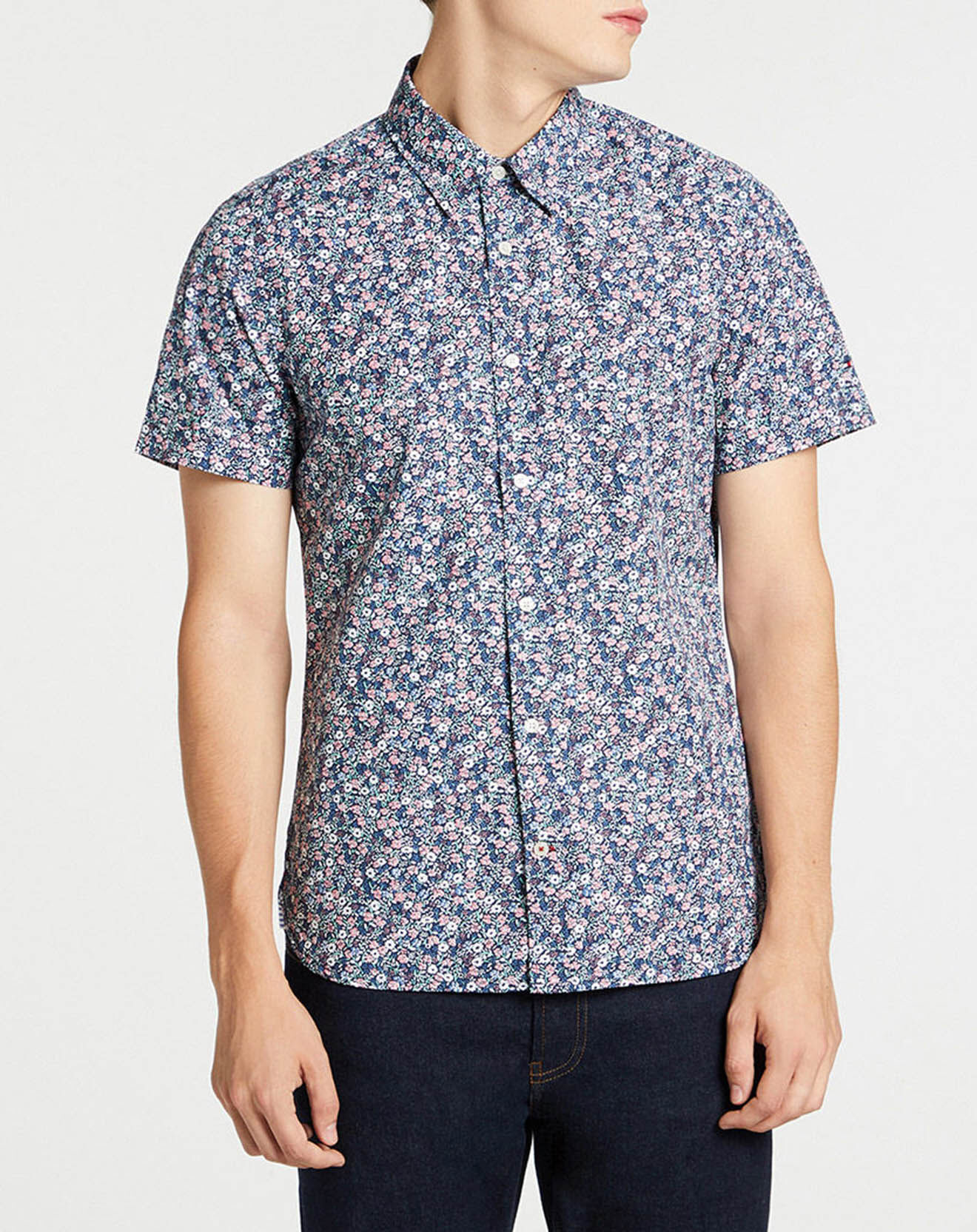 Tommy Hilfiger Chemise slim fit Coton Bio à fleurs bleu marine