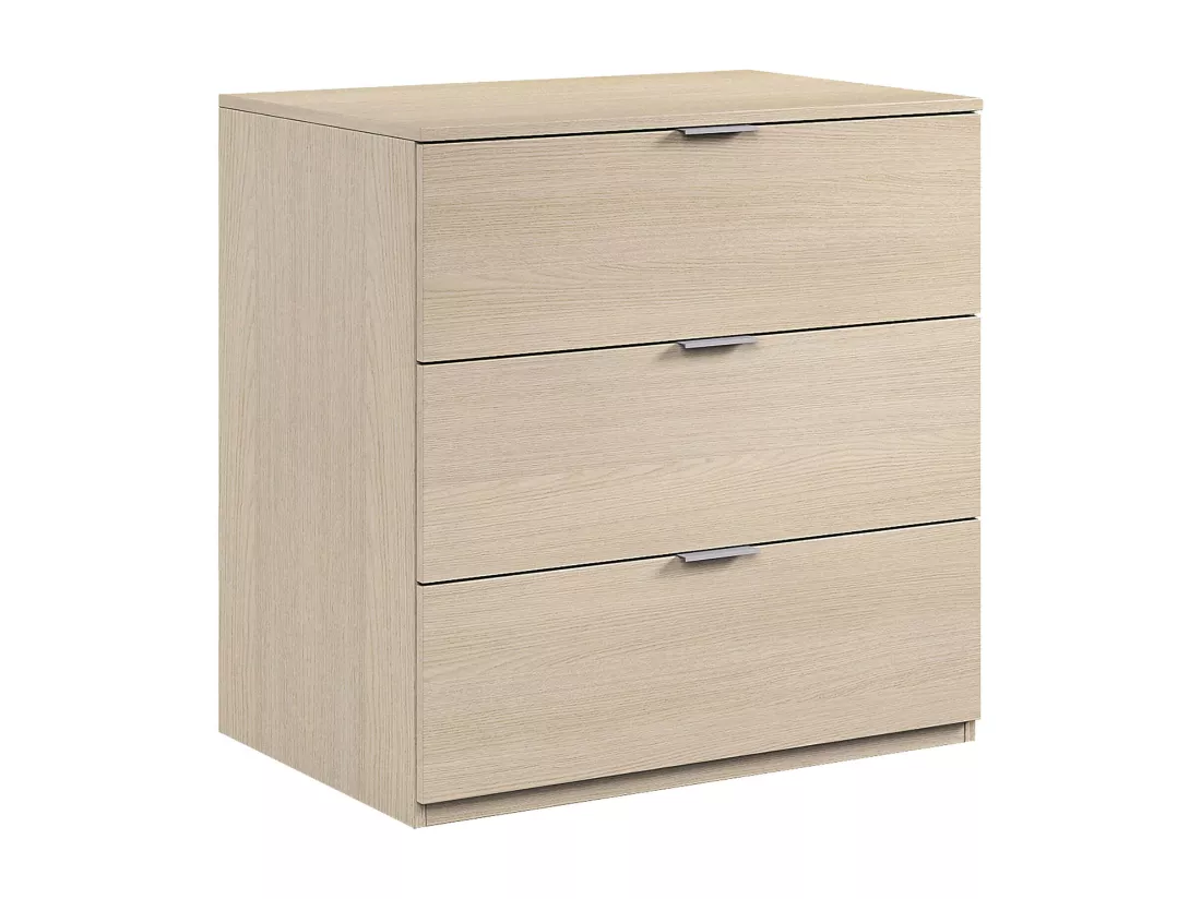 Commode Dantist, Commode moderne avec 3 tiroirs, Commode basse pour chambre à coucher, Commode armoire, 77x38h80 cm, Chêne