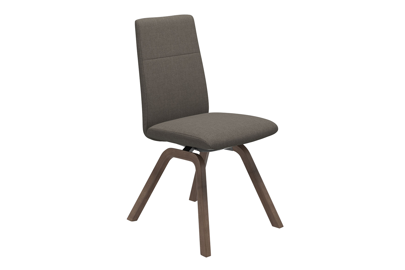 Chilli spisestol Tekstil Silva Dark Beige. Lav rygg med valnøtt D200 understell
