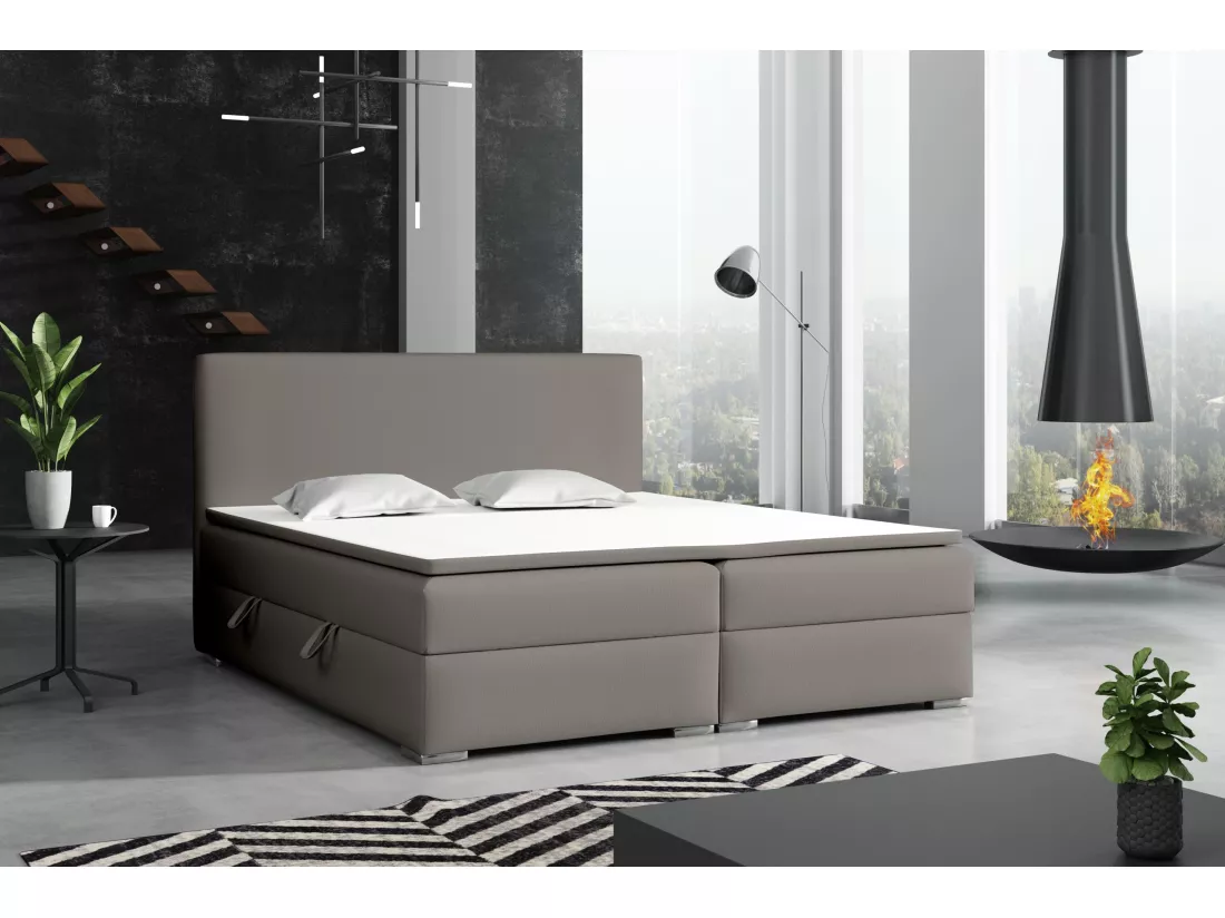 LIT BOXSPRING coffre de lit Laval 180x200 cm, Soft 29 (Gris)